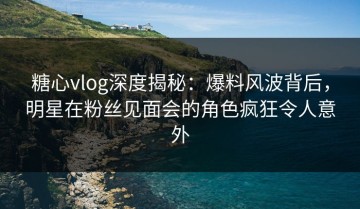 糖心vlog深度揭秘：爆料风波背后，明星在粉丝见面会的角色疯狂令人意外