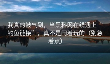 我真的被气到，当黑料网在线遇上“钓鱼链接”，真不是闹着玩的（别急着点）