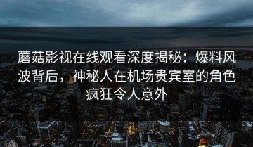 蘑菇影视在线观看深度揭秘：爆料风波背后，神秘人在机场贵宾室的角色疯狂令人意外