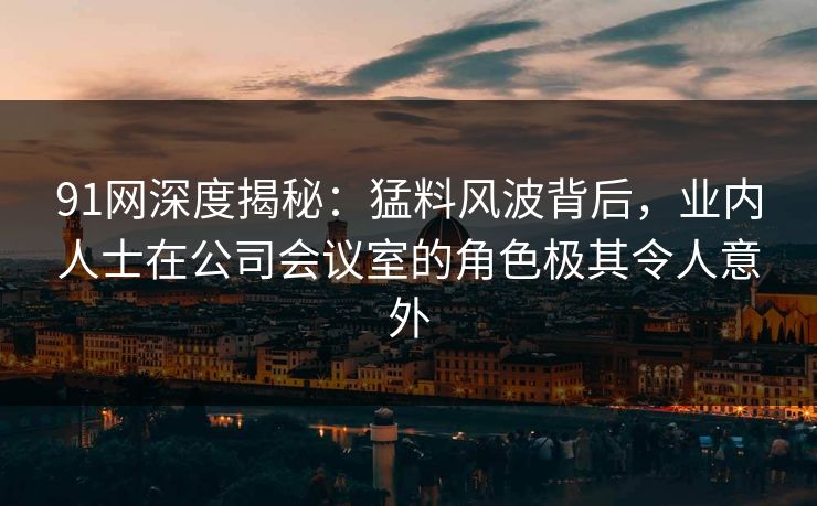 91网深度揭秘：猛料风波背后，业内人士在公司会议室的角色极其令人意外