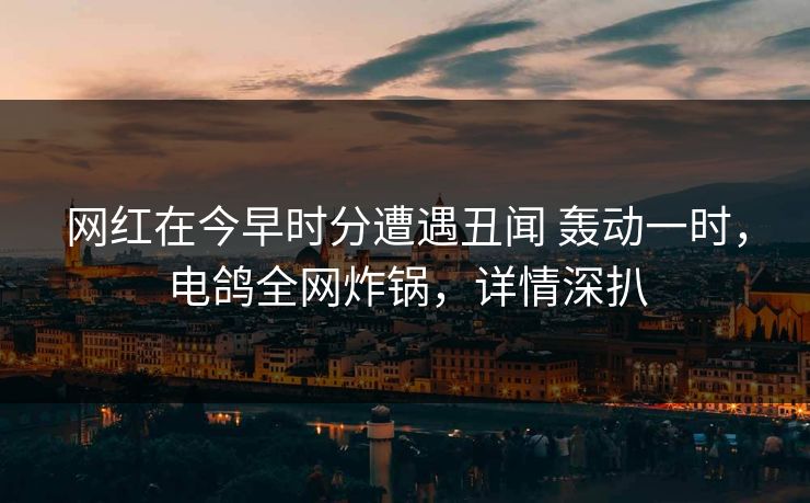 网红在今早时分遭遇丑闻 轰动一时，电鸽全网炸锅，详情深扒