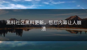 黑料社区黑料更新，怒怼内幕让人崩溃