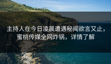 主持人在今日凌晨遭遇秘闻欲言又止，蜜桃传媒全网炸锅，详情了解