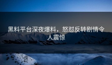 黑料平台深夜爆料，怒怼反转剧情令人震惊