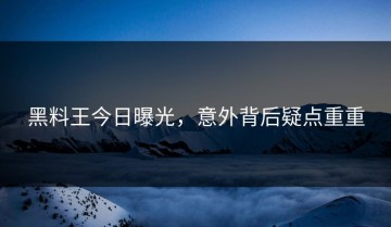 黑料王今日曝光，意外背后疑点重重