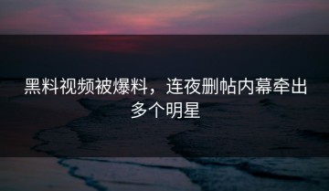 黑料视频被爆料，连夜删帖内幕牵出多个明星