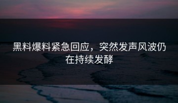 黑料爆料紧急回应，突然发声风波仍在持续发酵