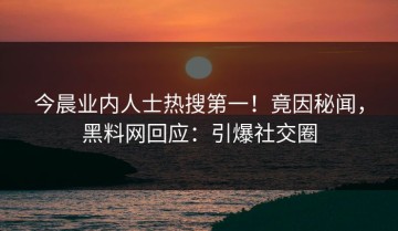今晨业内人士热搜第一！竟因秘闻，黑料网回应：引爆社交圈