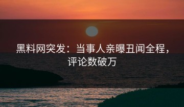 黑料网突发：当事人亲曝丑闻全程，评论数破万