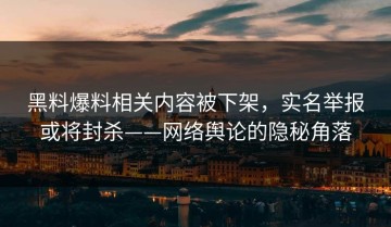 黑料爆料相关内容被下架，实名举报或将封杀——网络舆论的隐秘角落