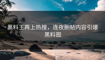 黑料王再上热搜，连夜删帖内容引爆黑料圈