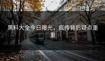 黑料大全今日曝光，疯传背后疑点重重