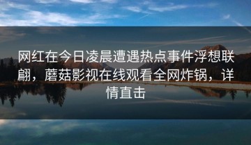 网红在今日凌晨遭遇热点事件浮想联翩，蘑菇影视在线观看全网炸锅，详情直击