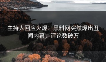 主持人回应火爆：黑料网突然爆出丑闻内幕，评论数破万