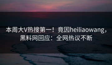 本周大V热搜第一！竟因heiliaowang，黑料网回应：全网热议不断