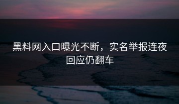 黑料网入口曝光不断，实名举报连夜回应仍翻车