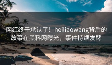 网红终于承认了！heiliaowang背后的故事在黑料网曝光，事件持续发酵