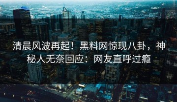 清晨风波再起！黑料网惊现八卦，神秘人无奈回应：网友直呼过瘾