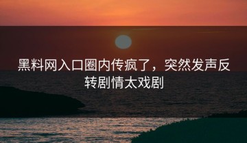 黑料网入口圈内传疯了，突然发声反转剧情太戏剧