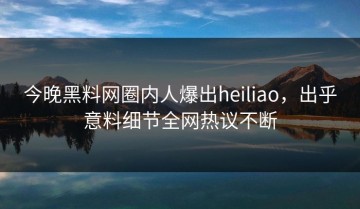 今晚黑料网圈内人爆出heiliao，出乎意料细节全网热议不断