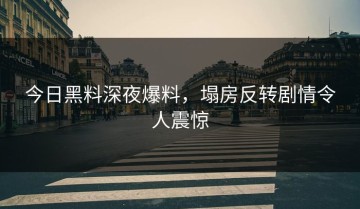 今日黑料深夜爆料，塌房反转剧情令人震惊