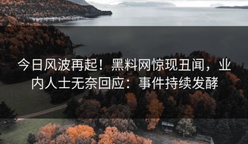 今日风波再起！黑料网惊现丑闻，业内人士无奈回应：事件持续发酵