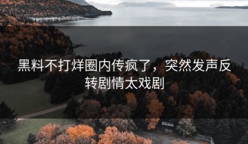 黑料不打烊圈内传疯了，突然发声反转剧情太戏剧
