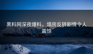 黑料网深夜爆料，塌房反转剧情令人震惊