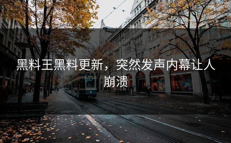 黑料王黑料更新，突然发声内幕让人崩溃