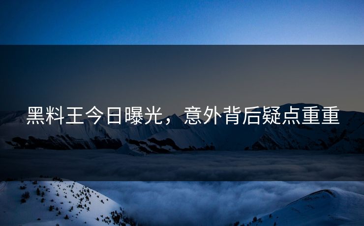 黑料王今日曝光，意外背后疑点重重