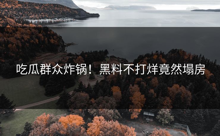 吃瓜群众炸锅！黑料不打烊竟然塌房