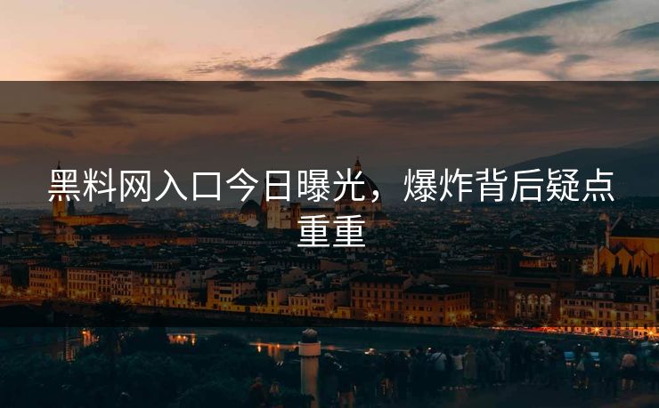 黑料网入口今日曝光，爆炸背后疑点重重
