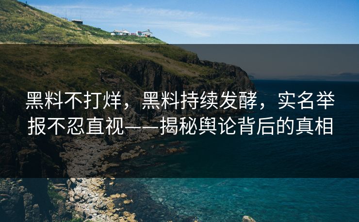 黑料不打烊，黑料持续发酵，实名举报不忍直视——揭秘舆论背后的真相