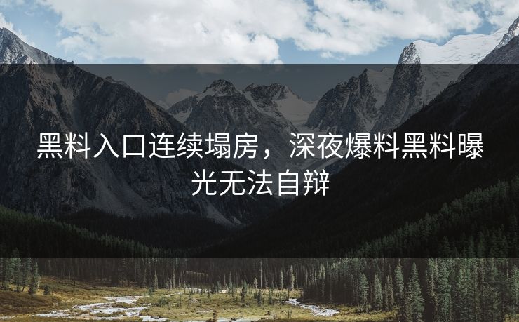 黑料入口连续塌房，深夜爆料黑料曝光无法自辩