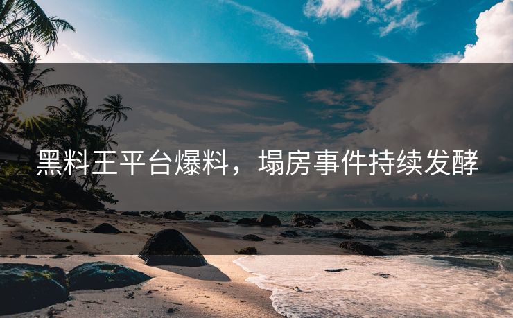 黑料王平台爆料，塌房事件持续发酵