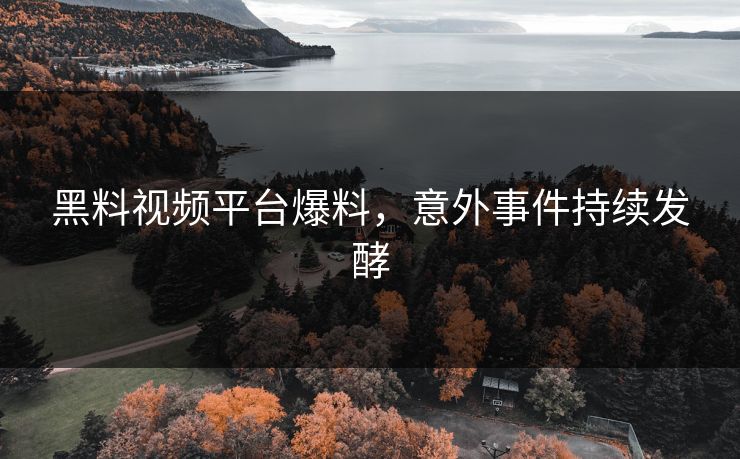 黑料视频平台爆料，意外事件持续发酵