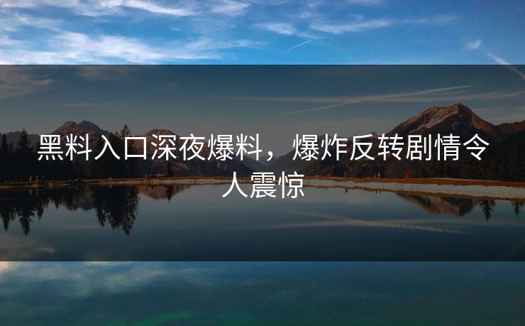 黑料入口深夜爆料，爆炸反转剧情令人震惊