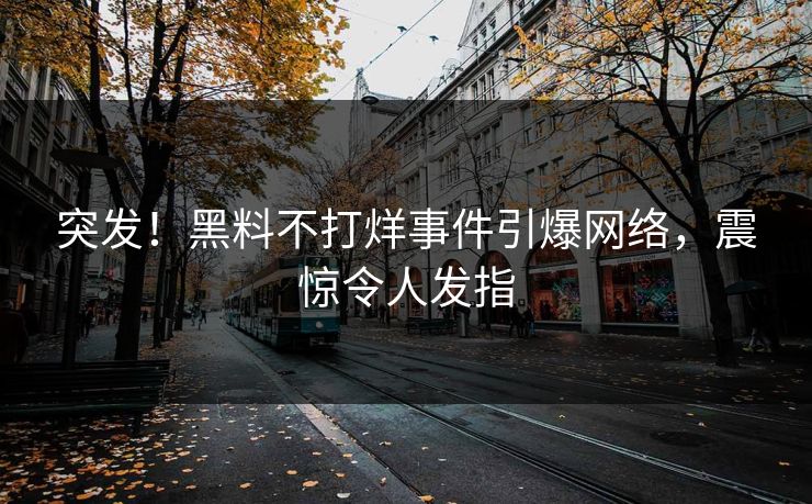 突发！黑料不打烊事件引爆网络，震惊令人发指
