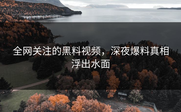 全网关注的黑料视频，深夜爆料真相浮出水面