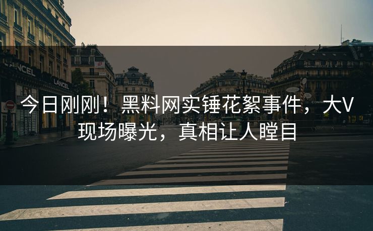 今日刚刚！黑料网实锤花絮事件，大V现场曝光，真相让人瞠目