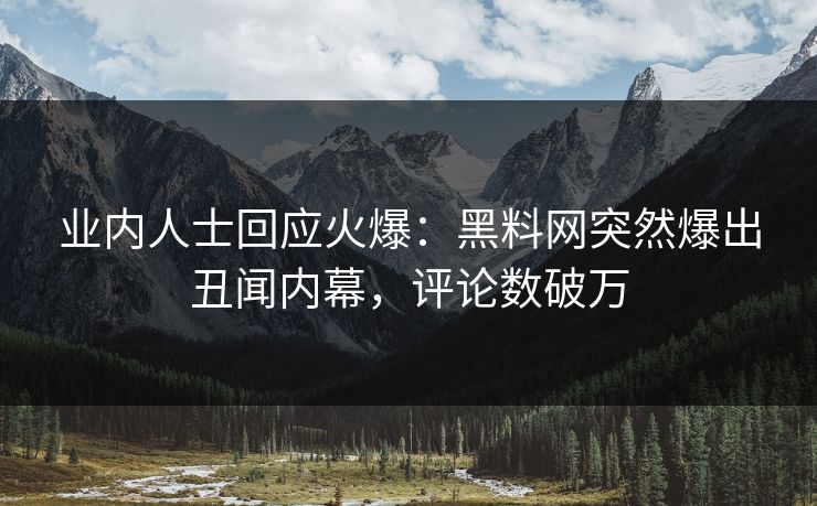 业内人士回应火爆：黑料网突然爆出丑闻内幕，评论数破万