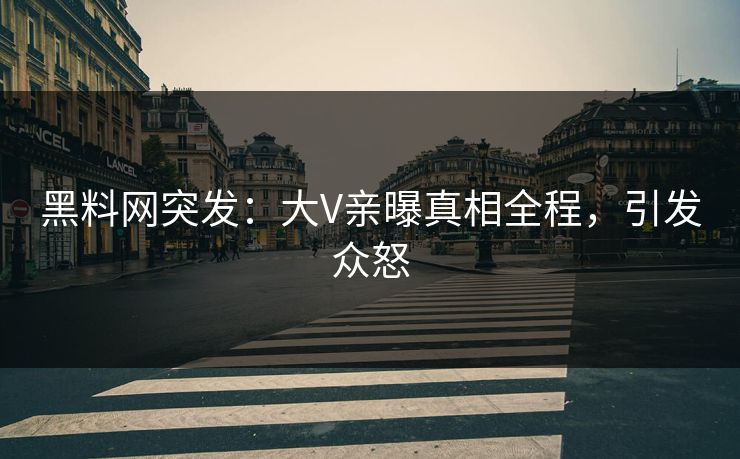 黑料网突发：大V亲曝真相全程，引发众怒