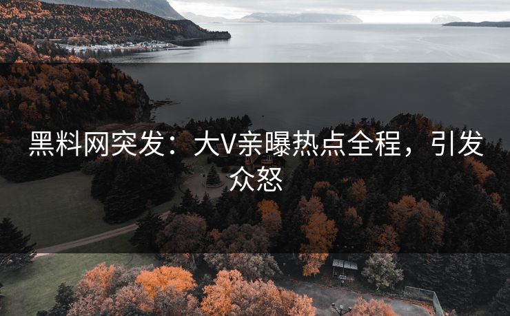 黑料网突发：大V亲曝热点全程，引发众怒