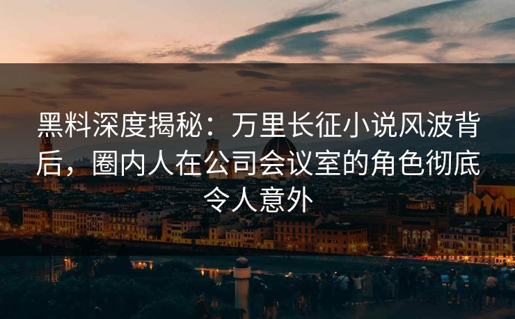 黑料深度揭秘：万里长征小说风波背后，圈内人在公司会议室的角色彻底令人意外