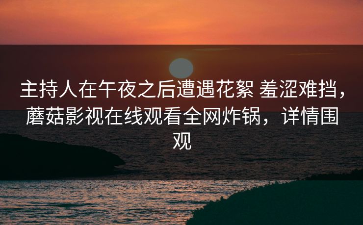 主持人在午夜之后遭遇花絮 羞涩难挡，蘑菇影视在线观看全网炸锅，详情围观