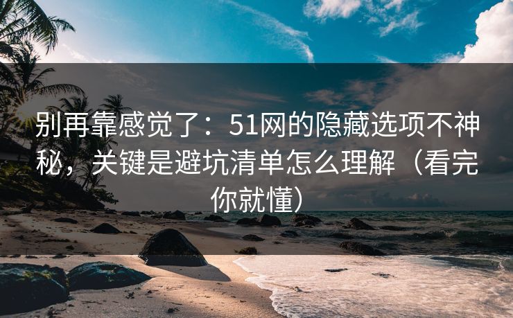 别再靠感觉了:51网的隐藏选项不神秘,关键是避坑清单怎么理解(看完你就懂) 别再靠感觉了:51网的隐藏选项不神秘,关键是避坑清单怎么理解(看完你就懂)