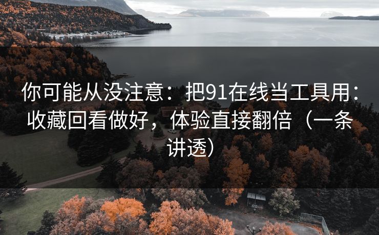 你可能从没注意：把91在线当工具用：收藏回看做好，体验直接翻倍（一条讲透）